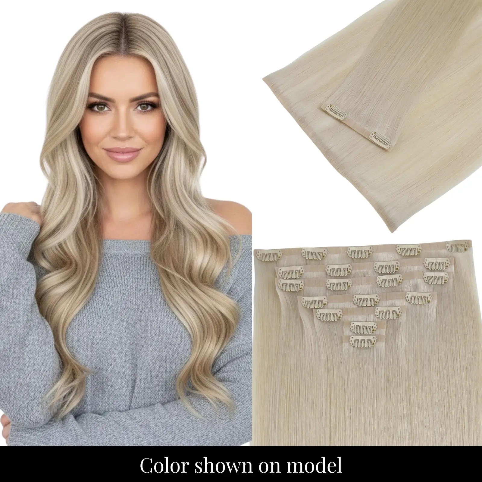 [Pre Order] Injection PU Clip in Hair Extensions Remy Hair Blonde Hig…