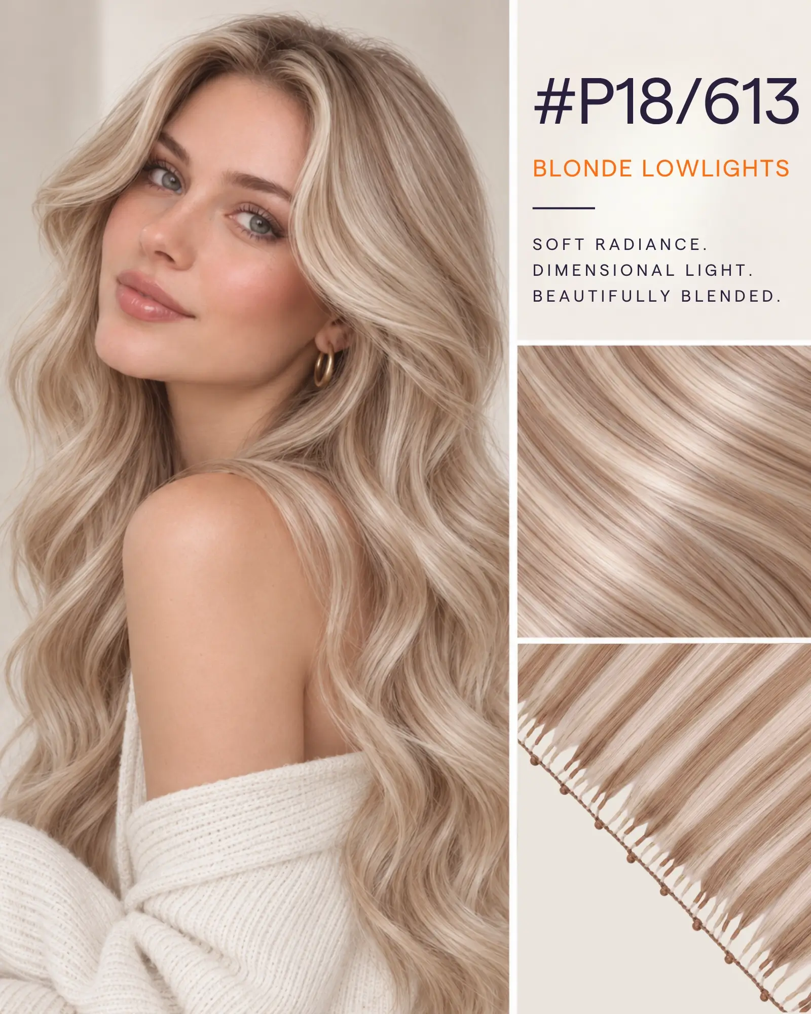 [Pre Order] Virgin Feather Weft Extensions Blonde Lowlights P18/613