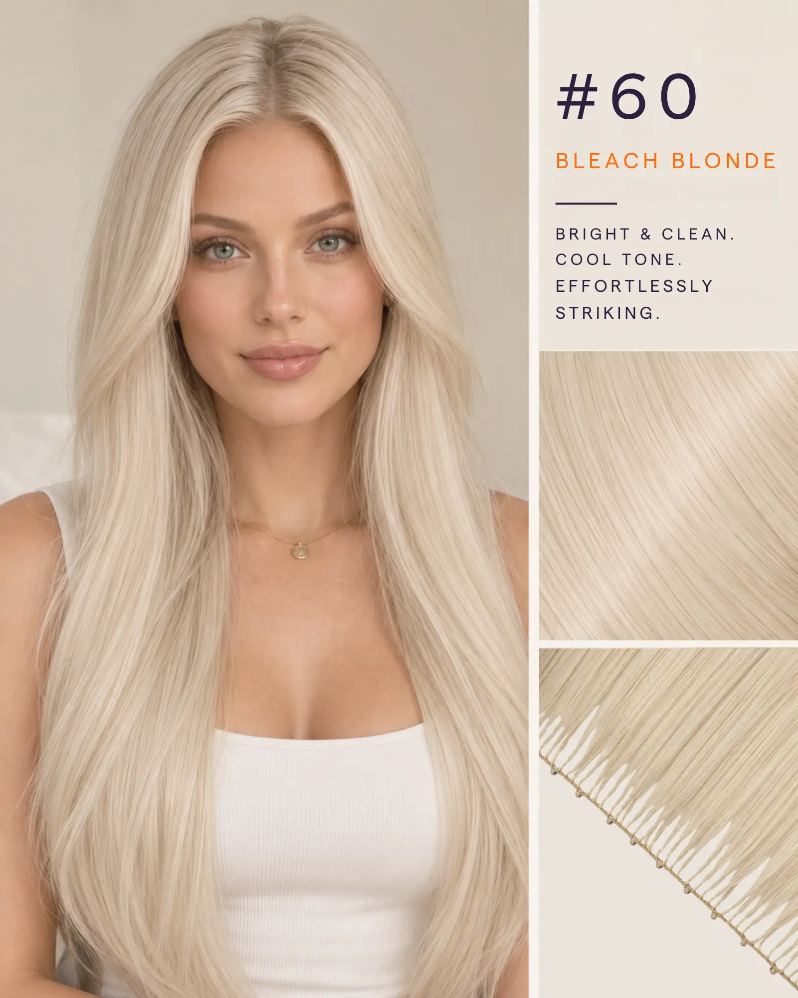 [Pre Order] Virgin Hair Feather Weft Extensions Bleach Blonde #60