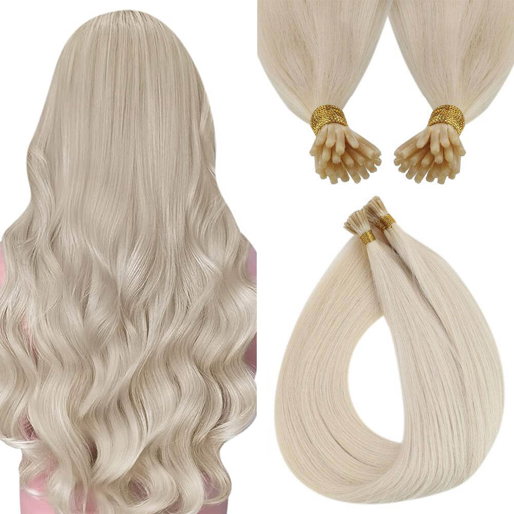 I Tip Hair Extensions Virgin Hair Human Hair Bleach Blonde #60