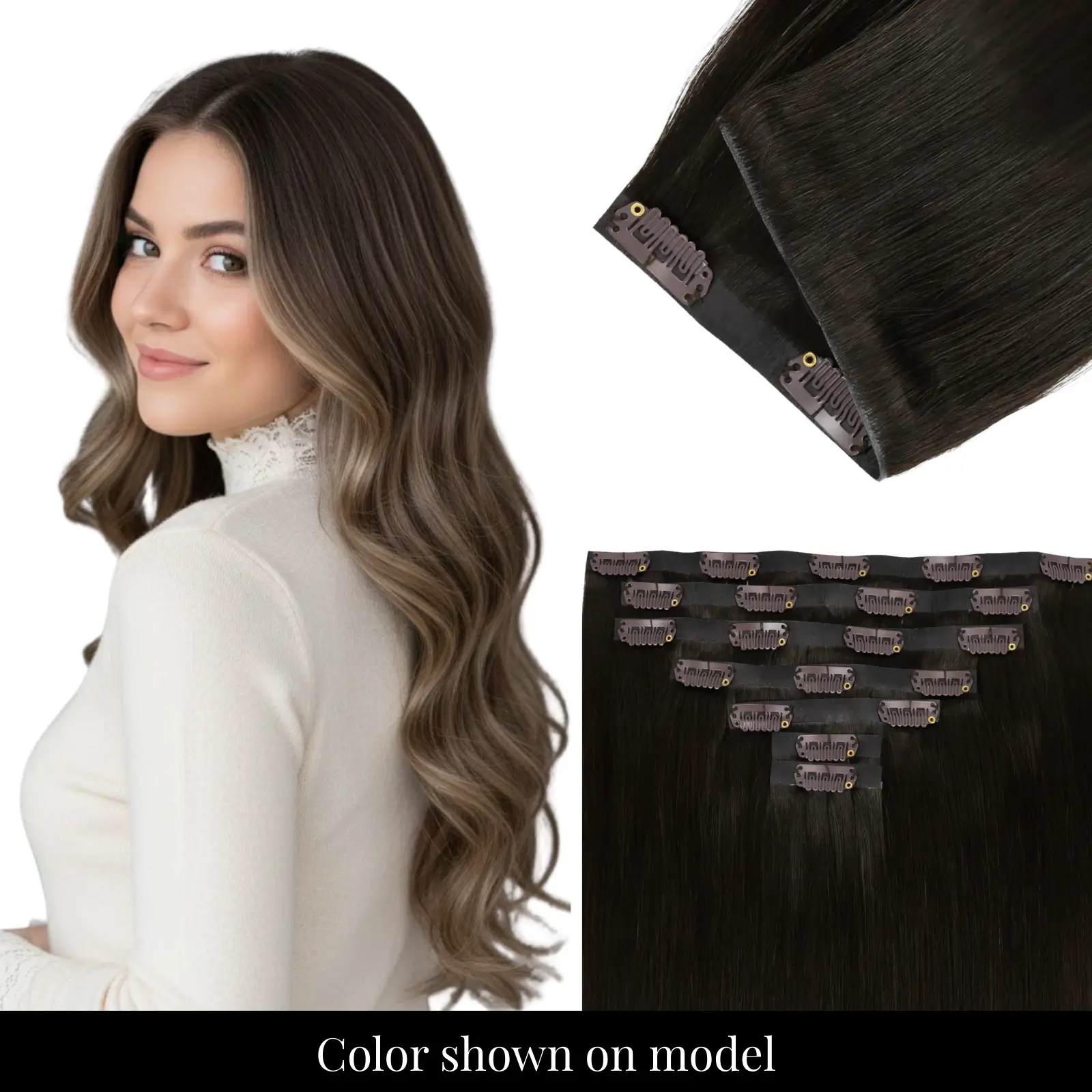 [Pre Order] Injection PU Clip in Hair Extensions Remy Hair Brown High…