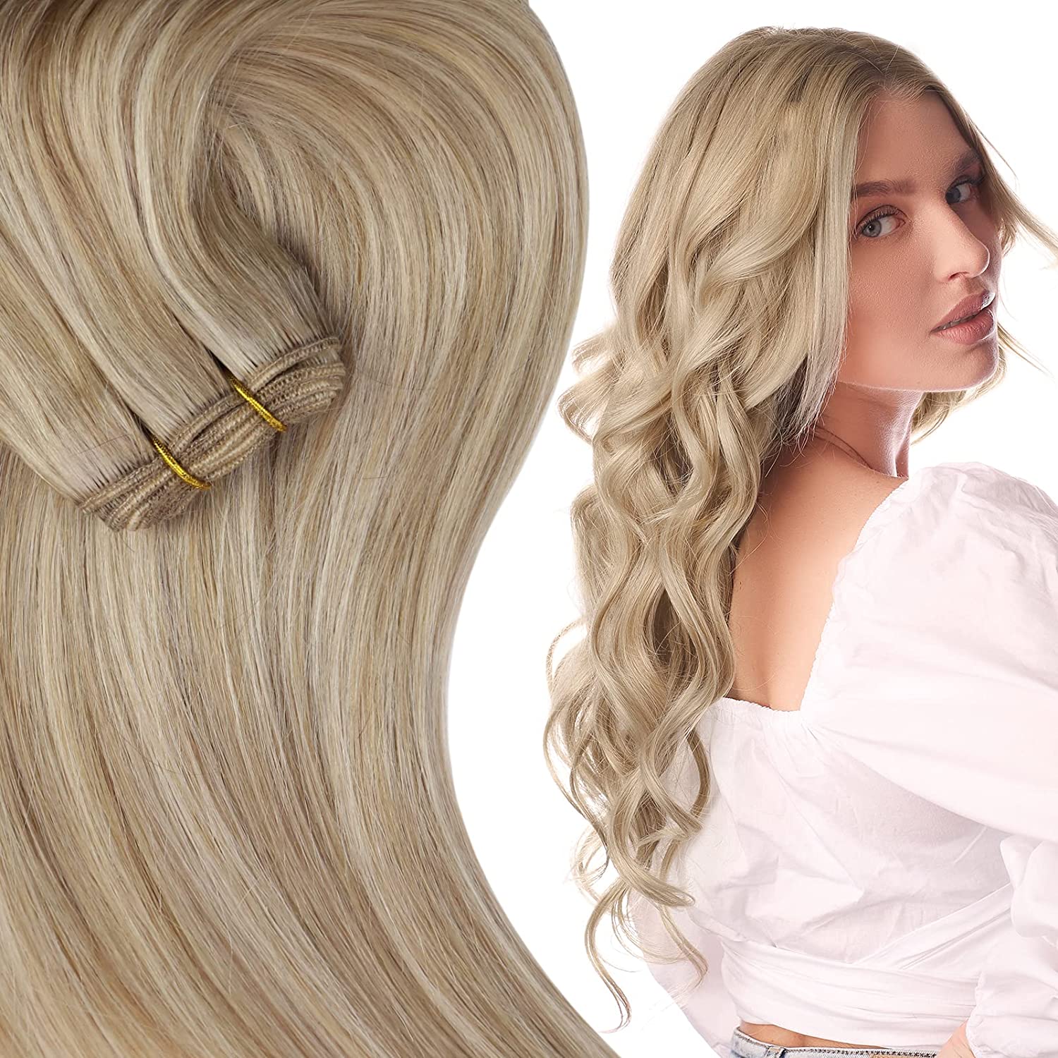 Sew In Hair Weft Bundles 100% Remy Human Hair Highlights (#P16/22)