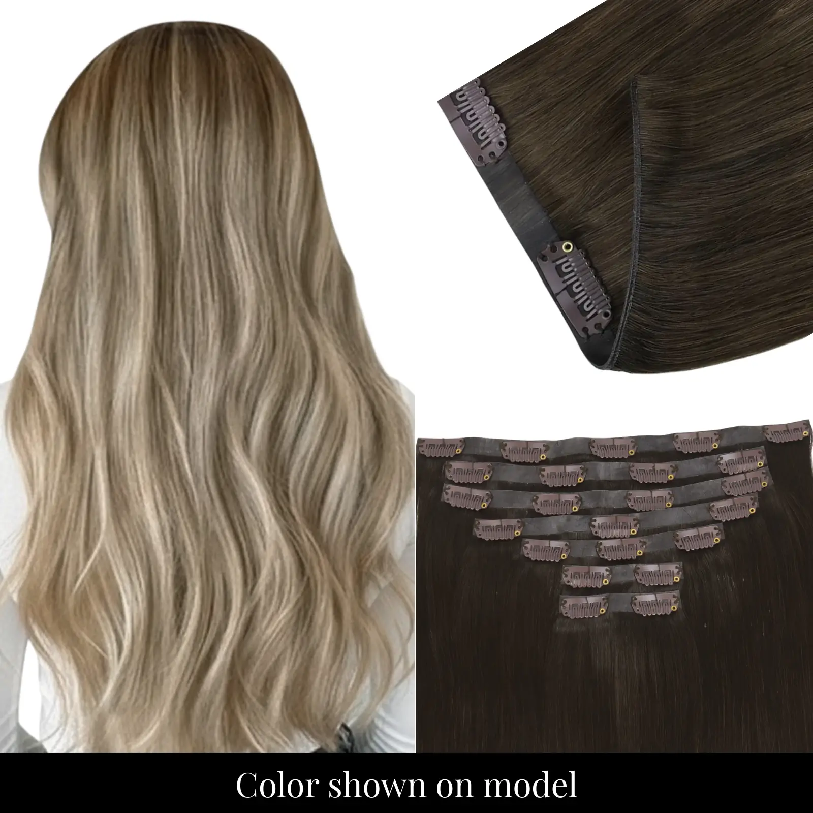 [Pre order] Genius PU Clip in Hair Extensions 7 Pieces Blonde Balayag…