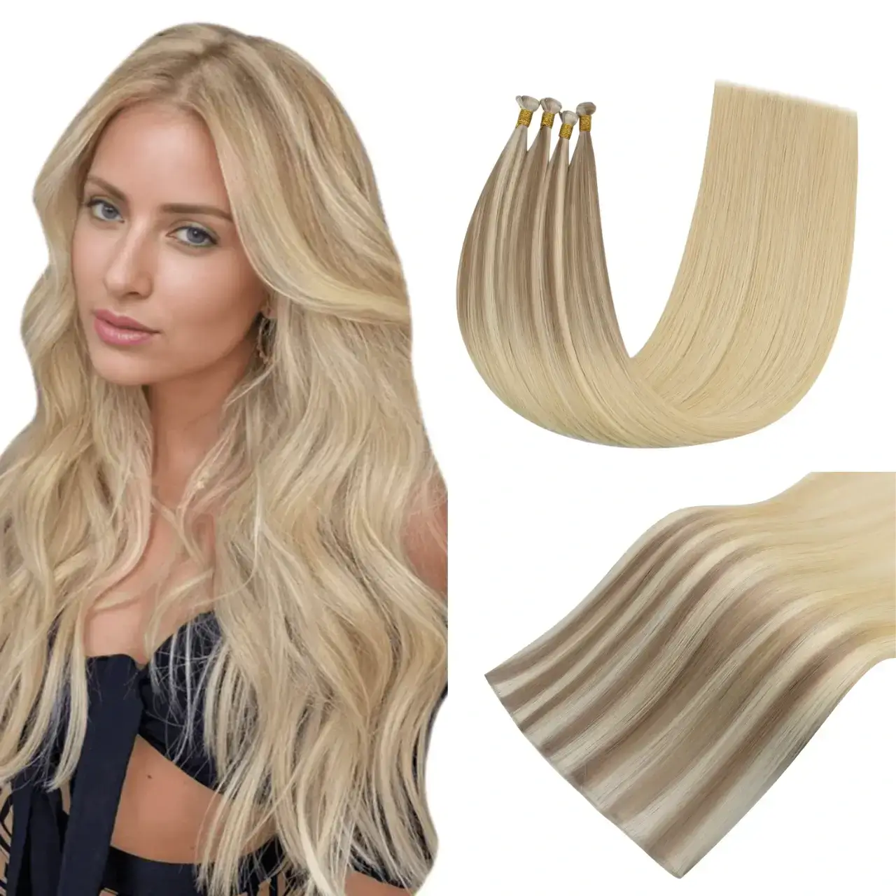 Virgin Genius Weft Hair Extensions Balayage Blonde #18/22/60