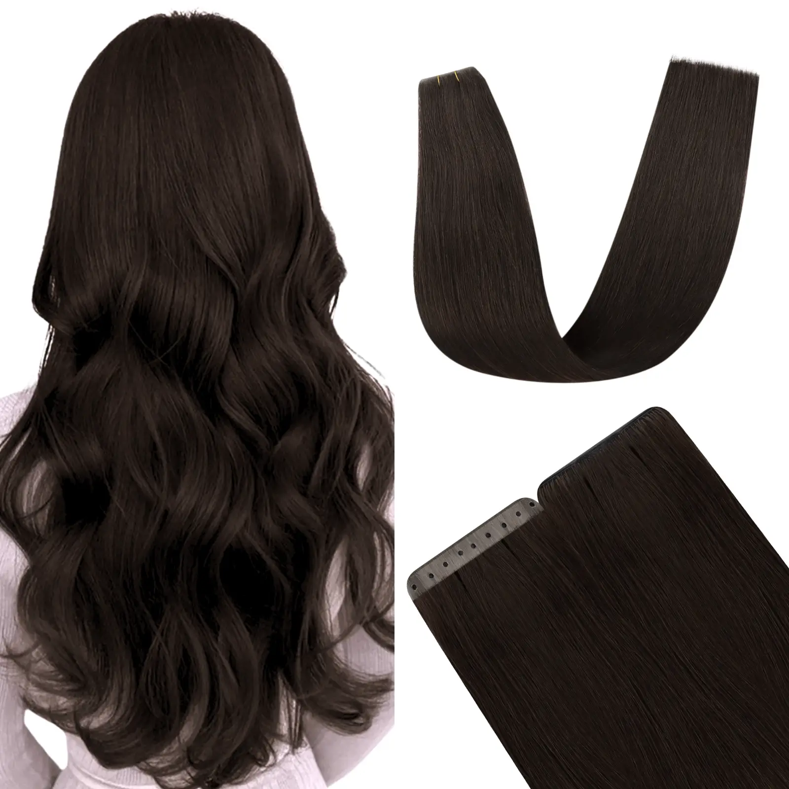 Virgin XO Invisible Weft Butterfly Weft Extensions Dark Brown #2