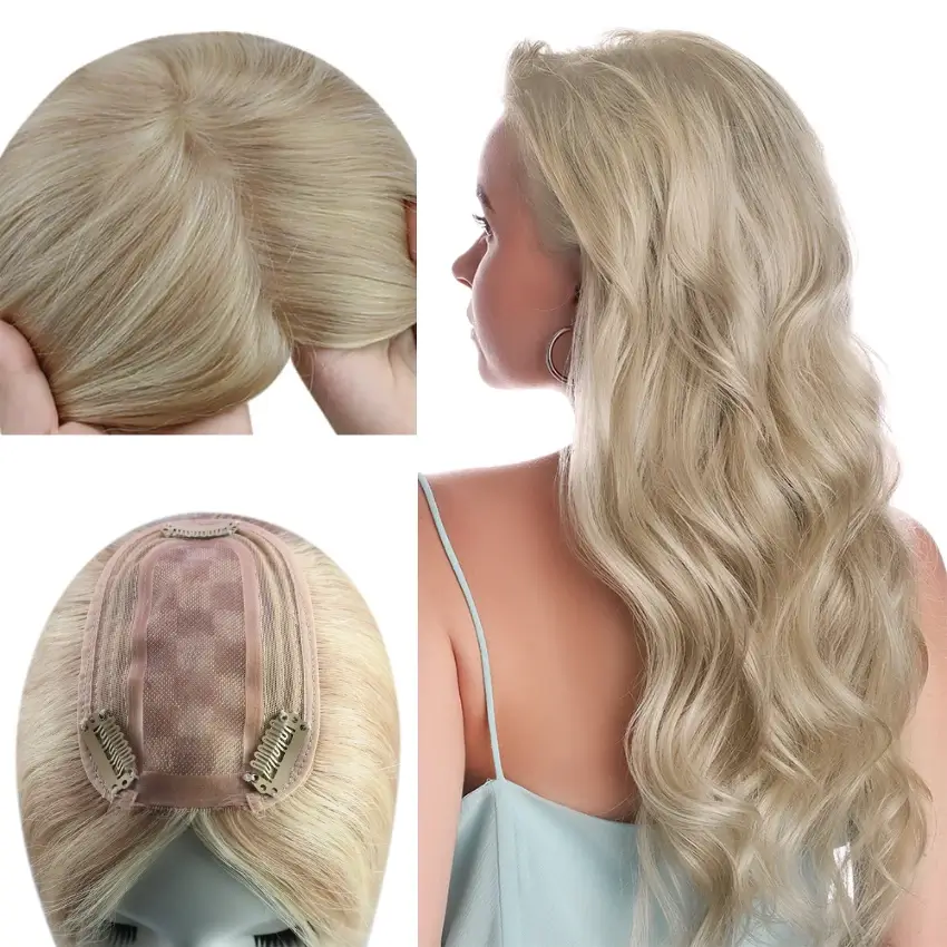 3x5 Inches Virgin Human Hair Toppers Mono Base Pink Blonde Highlights…
