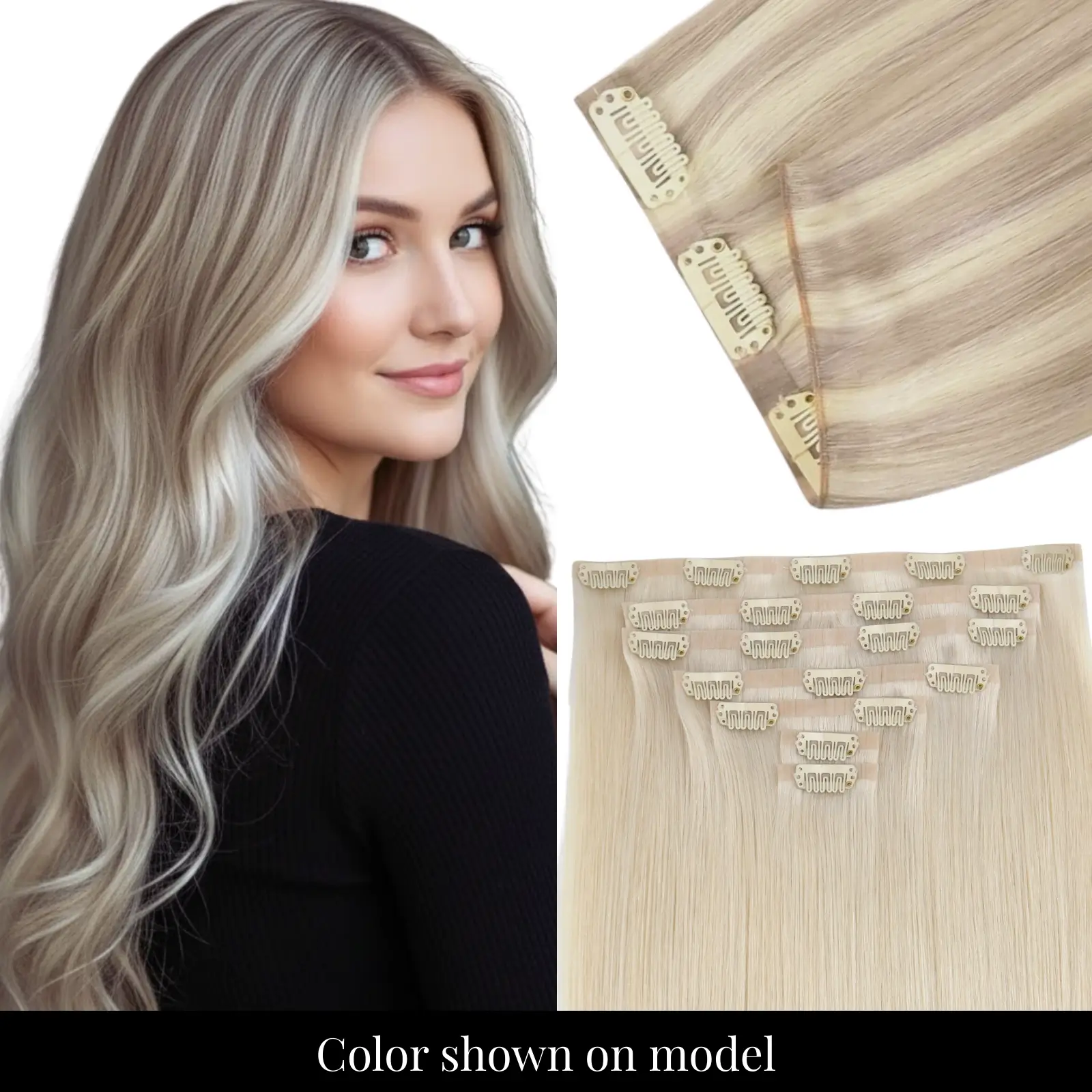 [Pre order] Genius PU Clip in Hair Extensions 7 Pieces Blonde Lowligh…