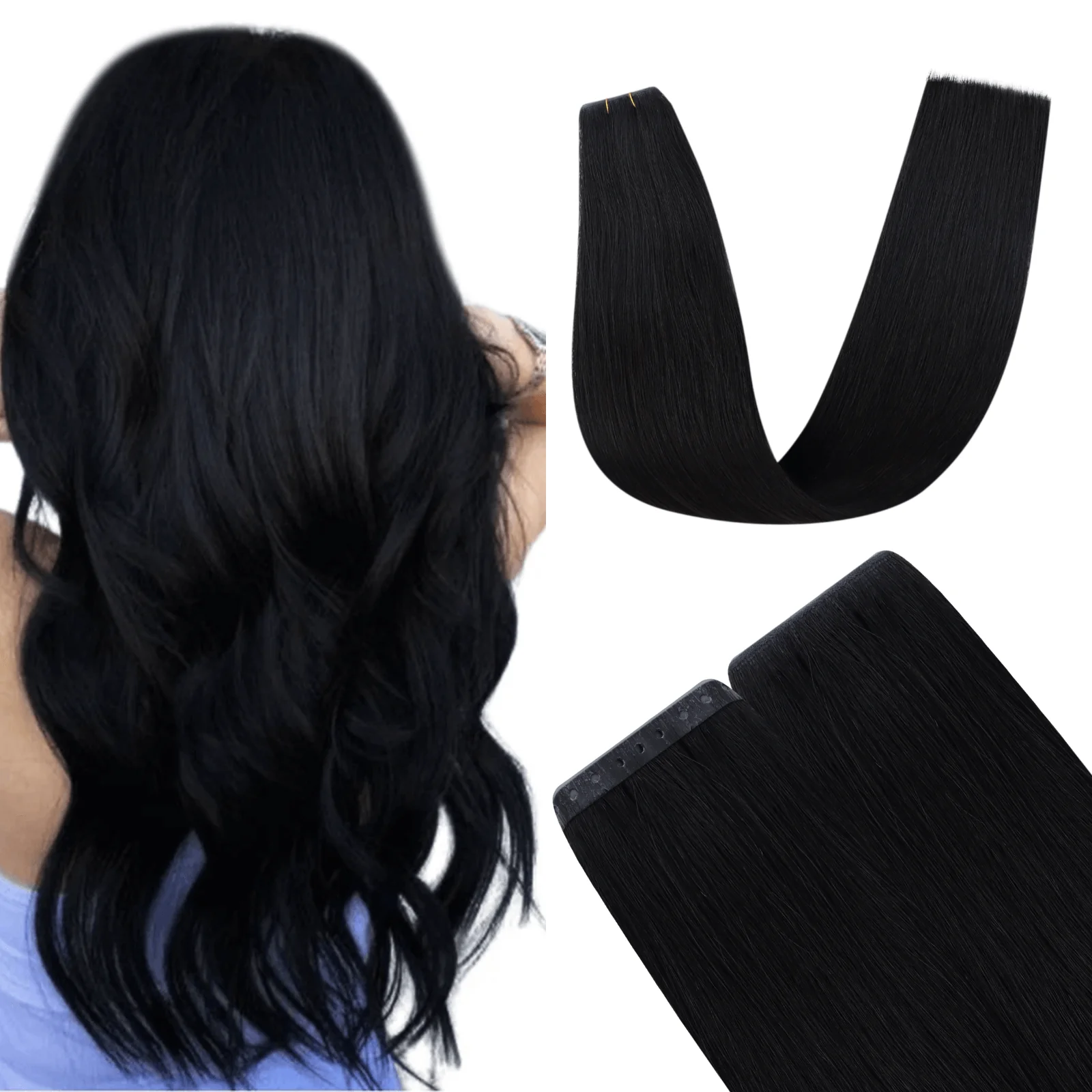 Virgin XO Invisible Weft Butterfly Weft Extensions Jet Black #1