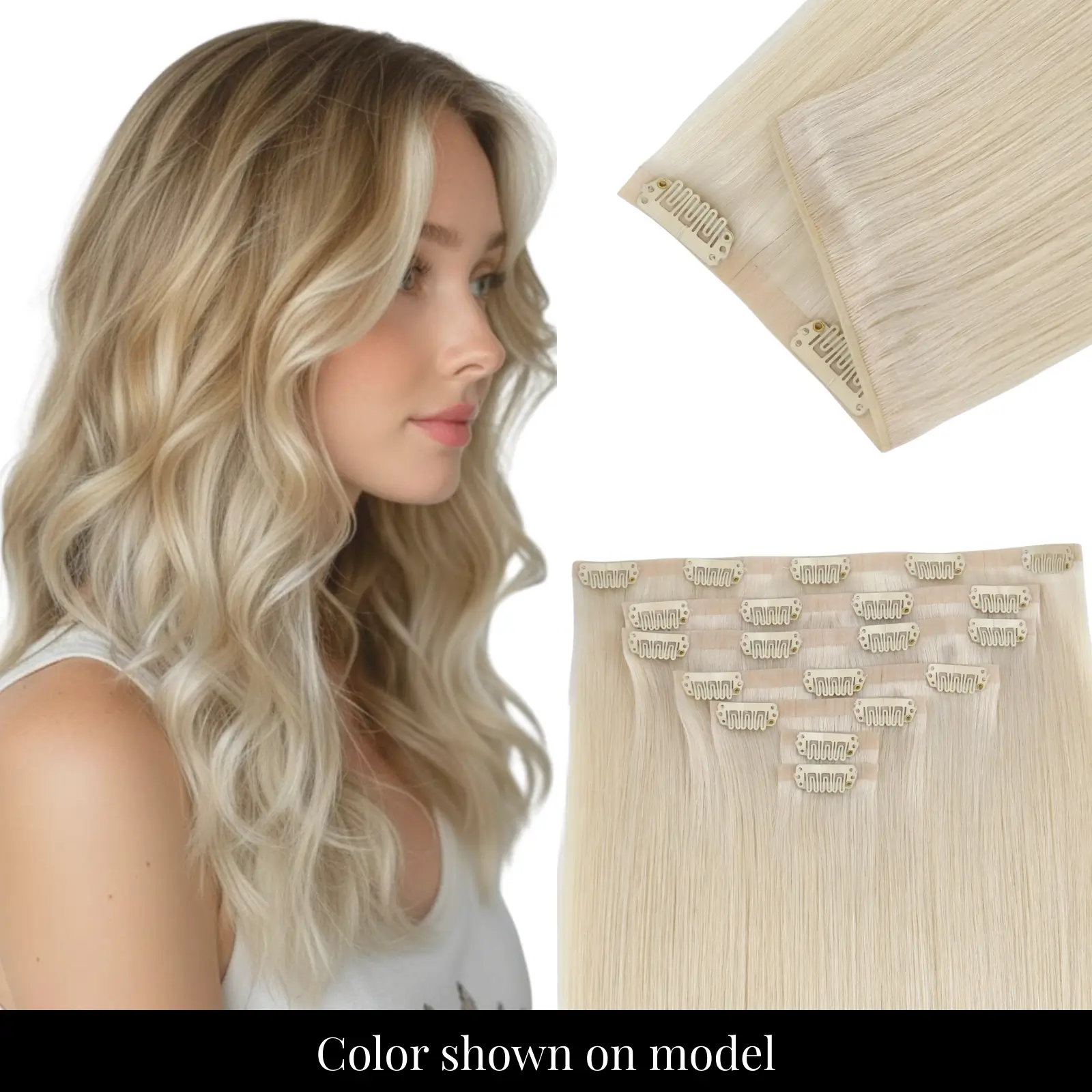 [Pre order] Genius PU Clip in Hair Extensions 7 Pieces Blonde Highlig…