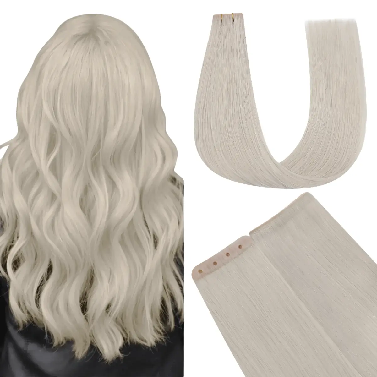Virgin XO Invisible Weft Butterfly Weft Extensions Platinum #1000