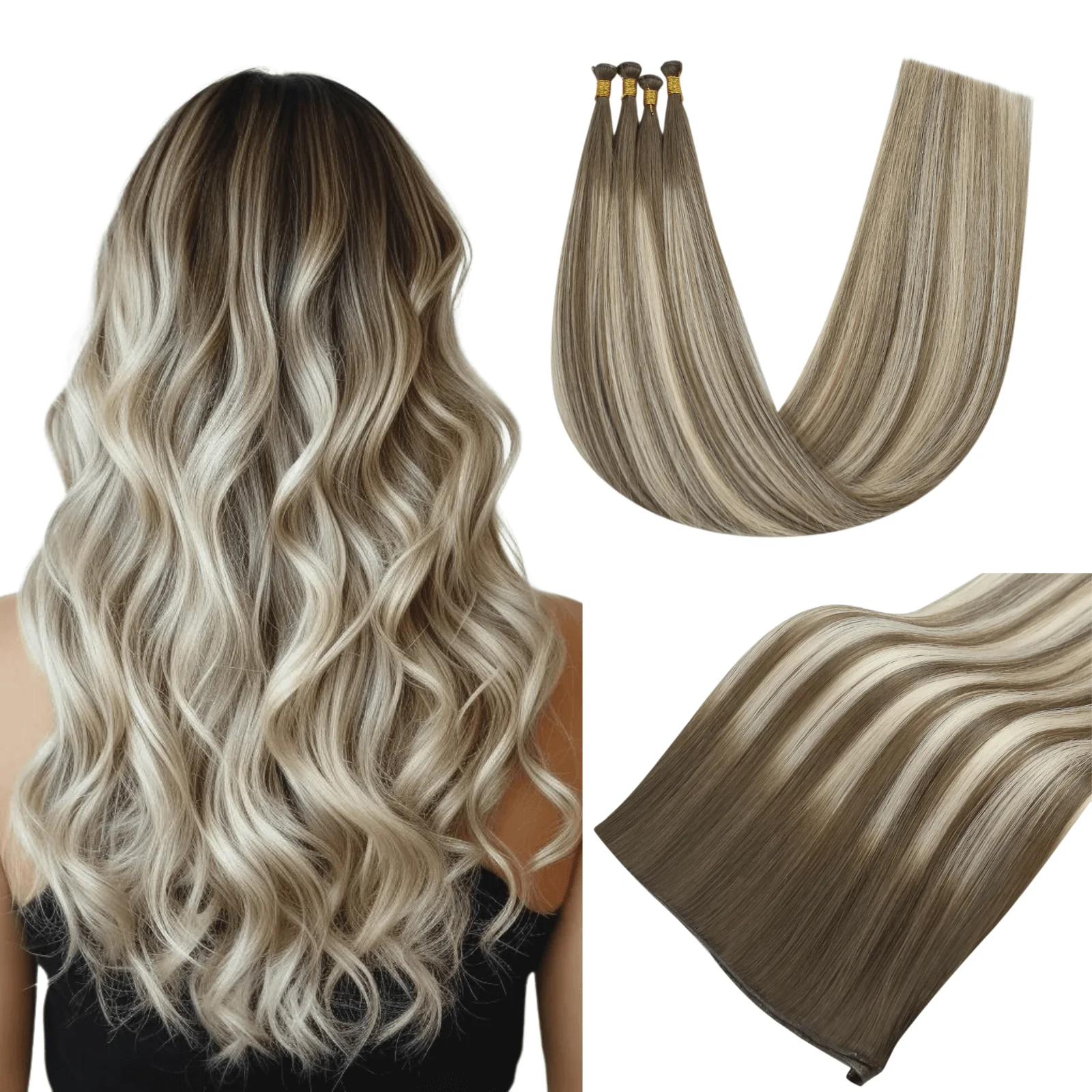 Virgin Genius Weft Hair Extensions Balayage Blonde #7/7/ICY