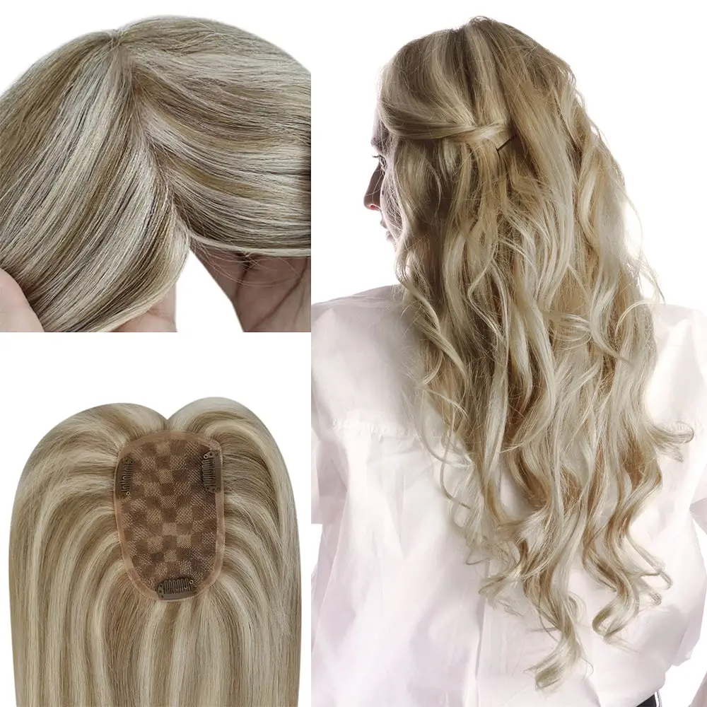 3x5 Inches Human Hair Toppers Mono Base Chunky Highlights #P8/60