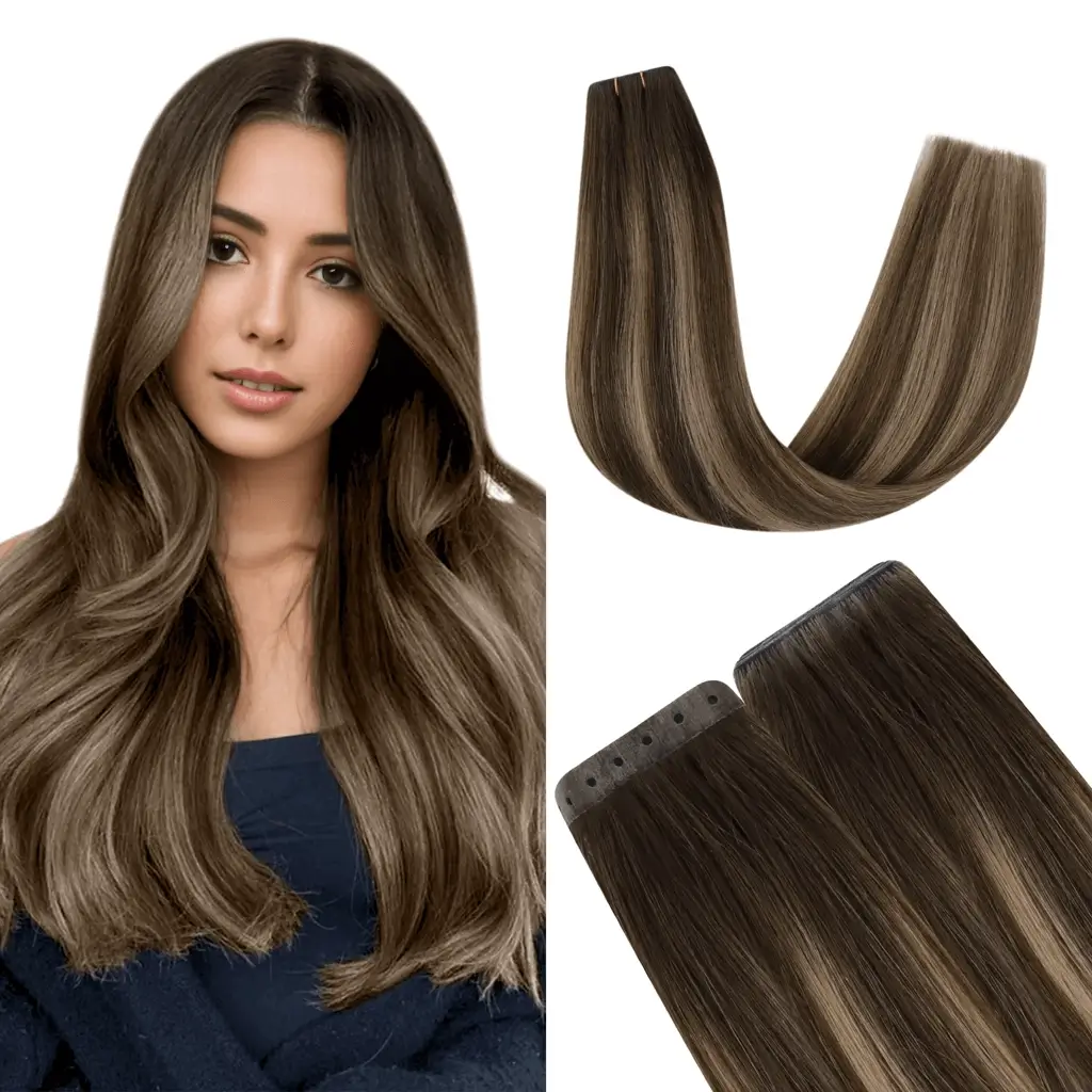Virgin XO Invisible Weft Butterfly Weft Extensions Balayage #4/27/4
