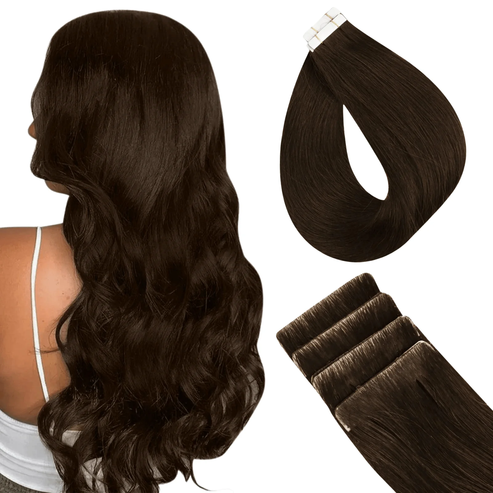 Virgin Injection Tape in Hair Extensions Medium Brown #4