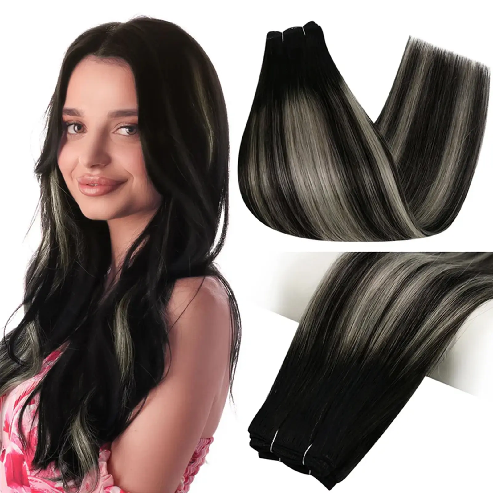 Virgin Weft Brazilian 100% Real Human Hair Sew In Bundles Balayage Hi…